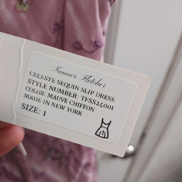 TANNER FLETCHER Celeste Mauve Floral Sequin Chiffon Slip Dress - Picture 6 of 12
